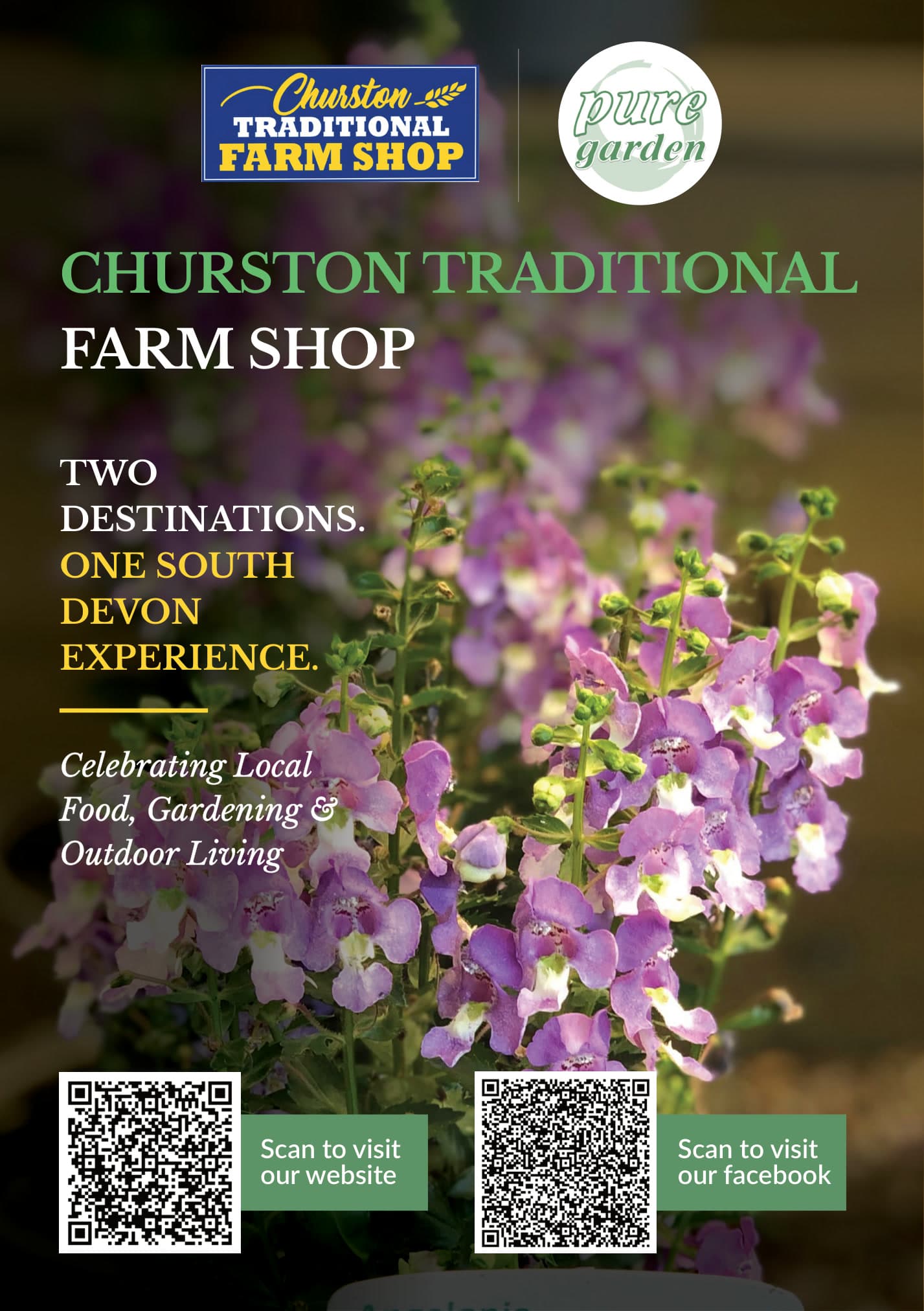 Front cover of the Churston Traditional Farm Shop magazine — Two destinations, one South Devon experience: celebrating local food, gardening and outdoor living
