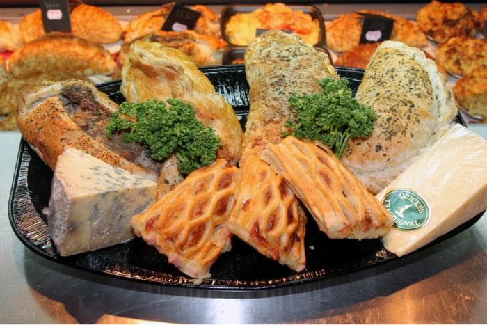 A platter of Churston's homemade pasties, sausage rolls and West Country cheeses